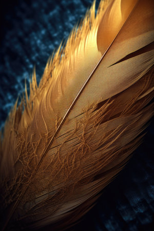 feather of a bird on a dark blue background close-upの素材