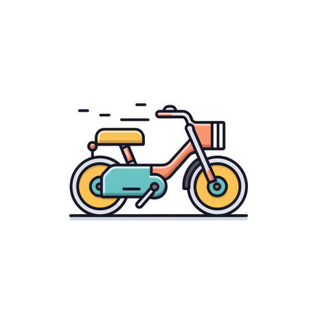 Motorcycle flat line color icon. Vector illustration, EPS 10.の素材