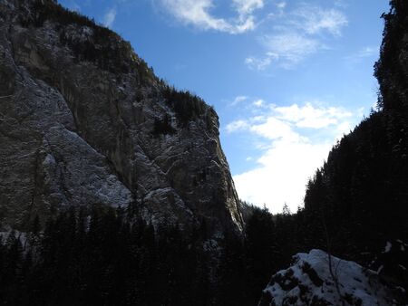 Landscape view at winter carpathian sightの写真素材