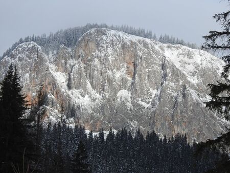 Landscape view at winter carpathian sightの写真素材