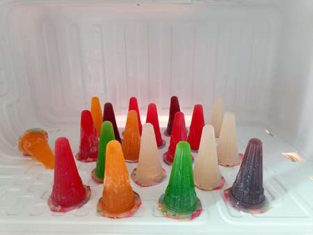 Frozen jelly comes in many colors, Thai call it Pipo.の写真素材