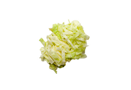 Cut fresh cabbage isolated on white background with clipping pathの写真素材