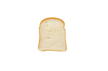 one toast sliced of white bread isolated on white background with clipping path. Top view