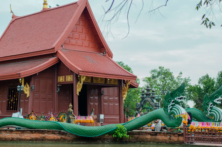 Thai temple name Wat Pa Khlong 11 a place according to belief to ask for blessings from the Naga, Pathum Thani Provinceの写真素材