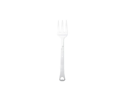 Top view of Folding plastic fork isolated on white backgroundの写真素材