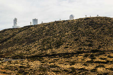 Astro physical observatory on the slopes of Teide volcano on Tenerife islandの写真素材