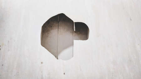 The plastic bathroom door that was penetrated causes the cavity.の写真素材