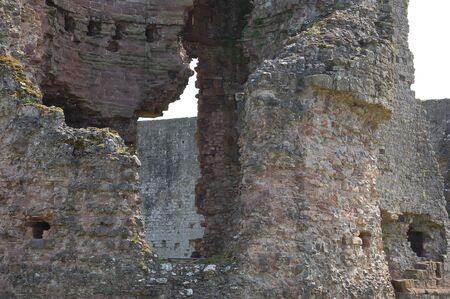 a general castle structure view, solid walls of rockの写真素材
