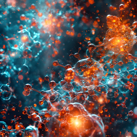 3d rendering of a medical background with molecules, virus cells.の素材