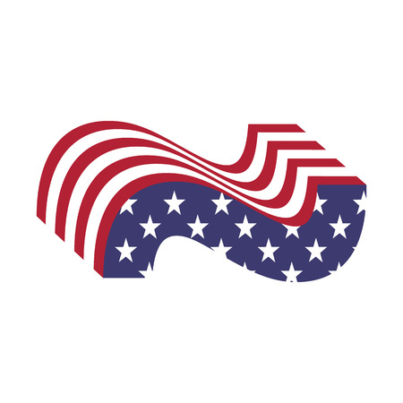 Letter tilde from 3d with American flag texture wrapped. Volume USA fontのイラスト素材
