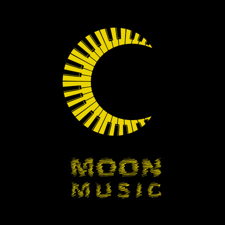 Moon logo as piano keyboard icon, simple styleのイラスト素材