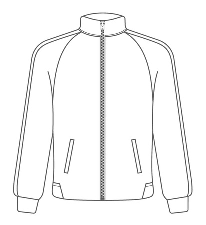 Polo sport jacket mock up. Outline illustration of black sport jacket face view vector mock up for web.のイラスト素材