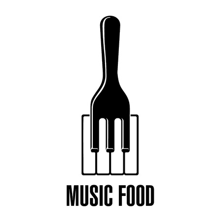 Piano fork music icon symbol. Vector illustration template sound, isolated for web or print design.のイラスト素材