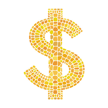 Dollar sign shape from color bricks tiles icon. Cartoon illustration of dollar sign shape from color bricks tiles vector icon for webのイラスト素材