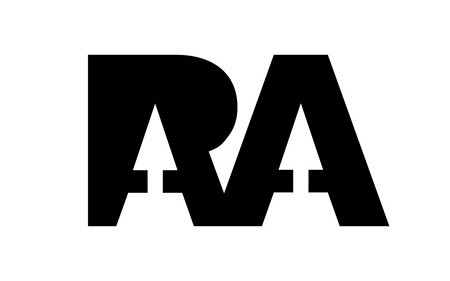 Simple illustration of letter R and A with arrow direction up  monogram template vector image for web or print designのイラスト素材