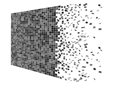 Break wall to tiles fly. Destruction to brick. Simple vector illustration of break wall to tiles fly destruction brick vector image for webのイラスト素材