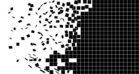 Break wall to tiles fly. Destruction to brick. Simple vector illustration of break wall to tiles fly destruction brick vector image for webのイラスト素材