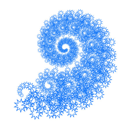 Hypnotic spiral background. Vector illustration of blue stars chain. Isolated ornament on white background.のイラスト素材