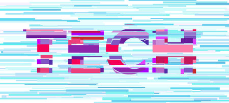 Tech letter glitch font. Digital image data distortion. Decay vector illustration.