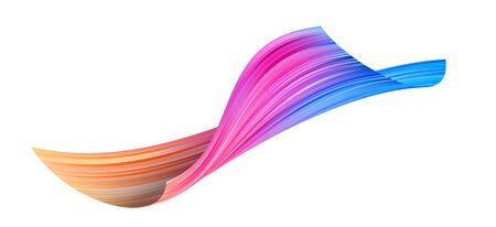 Distorted wave colorful texture. Abstract volume surface. Dynamic wavy strip warp. Transition and gradation of color illustration.のイラスト素材