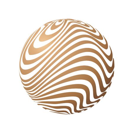 Striped Sphere. Vector 3d abstract background. Vector logo icon, Simple style.のイラスト素材