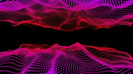 3D glowing abstract digital wave particles. Futuristic vector illustration. HUD element. Technology...