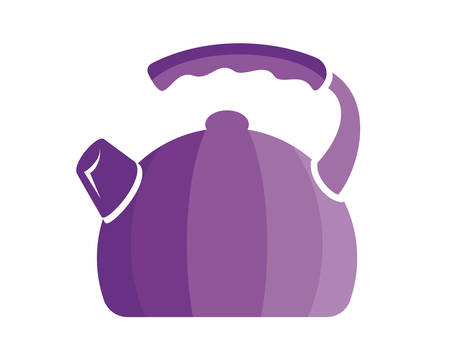 Teapot steel vector icon flat style. Violet kettle on isolated background. Warm comfort in your home. Vigorous start of the morning.のイラスト素材
