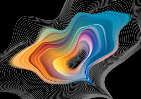 Topographic Map Seamless Pattern. vector background. Fluorescent and gray and black lines of levels...