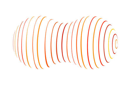 Molecule from spiral ribbon. vector logo. Color outline volume sign. Abstract revolve lines from two centers. Double star 3d design.のイラスト素材