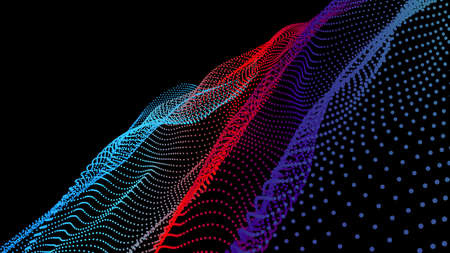 Node 3d data array. Dots organized to network data flow. Deep big surface nodes as mesh grid. Vector...