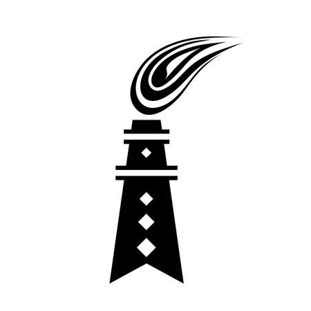 Gas Rig Icon with detailed flame logo isolatedのイラスト素材