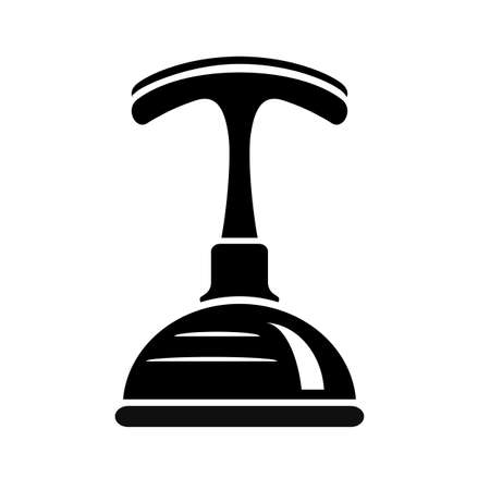 The plunger icon on a white background. Plumbing simple style black detailed logo icon vector illustration isolated.のイラスト素材