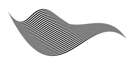 Waving flag as a brush stroke with zebra texture. Vest striped with fabric Black and white stripes curved in a bizarre way with waves curving along the trajectory.のイラスト素材