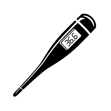 digital thermometer. Medical device for measuring the patient's temperature. Health simple style detailed logo icon vector illustration isolated.のイラスト素材