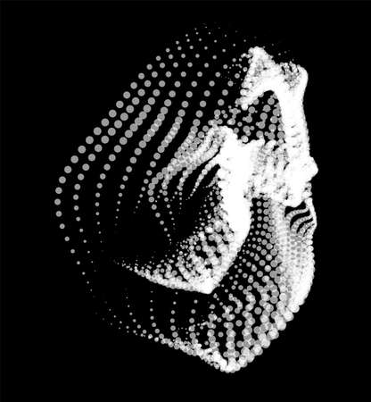 3d dynamic node of big data dots science. Wave infinity sinusoid line from particles. Swirl hill electric neon bulge explosion. Vibrate waveform background. Flower research science net drip.のイラスト素材