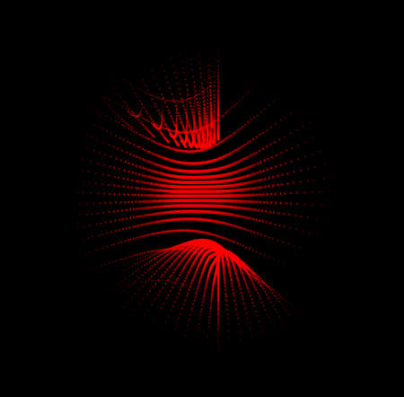 Groups of explosions and bursts of energy. Scattering galaxies, universes and stars. Gravity curves trajectories. sea of information. Net point forms space power fabric. Light receding surface.のイラスト素材