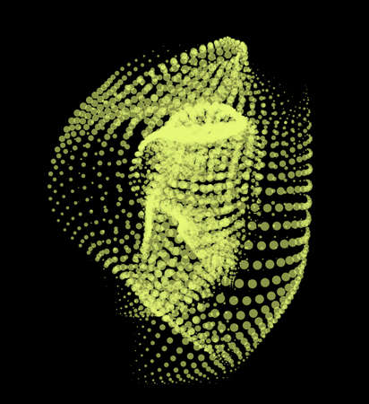 3d dynamic node of big data dots science. Wave infinity sinusoid line from particles. Swirl hill electric neon bulge explosion. Vibrate waveform background. Flower research science net drip.のイラスト素材