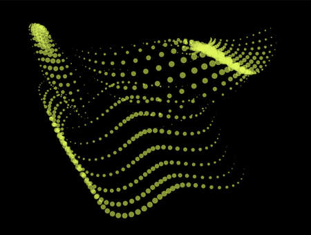 Math flow template for presentation. Light-emitting lines highlighting regularity space of particles. Ordered sinusoidal science. Processing a large data stream. Disappearing magical mysterious spots.のイラスト素材