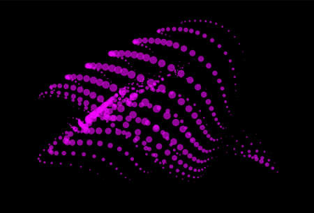 Math flow template for presentation. Light-emitting lines highlighting regularity space of particles. Ordered sinusoidal science. Processing a large data stream. Disappearing magical mysterious spotsのイラスト素材