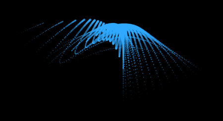 Groups of explosions and bursts of energy. Scattering galaxies, universes and stars. Gravity curves trajectories. sea of information. Net point forms space power fabric. Light receding surface.のイラスト素材