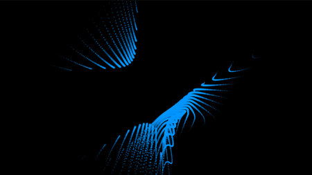 Groups of explosions and bursts of energy. Scattering galaxies, universes and stars. Gravity curves trajectories. sea of information. Net point forms space power fabric. Light receding surface.のイラスト素材