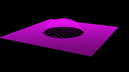 Bubble swelling as mountain. Hill, spherical protrusion. Hemisphere from dots.. Particle points...