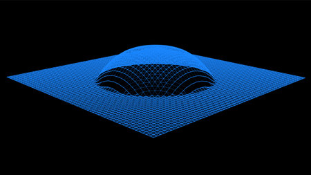 Bubble swelling as mountain. Hill, spherical protrusion. Hemisphere from dots.. Particle points...