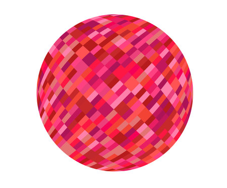 Patchwork quilt made of red cells. Quilted fabric. Square fields from bird's eye view autumn harvest. Checkered background with distorted squares Distortion chess pattern. Chessboard surface flagのイラスト素材