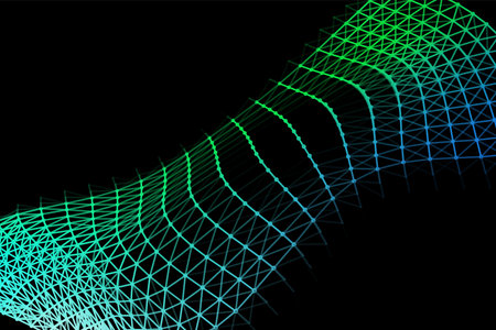 Vector background of net cells. Fish football sport syrface. Fluid flow on wind. Flag fabric data processing. Science flag.のイラスト素材