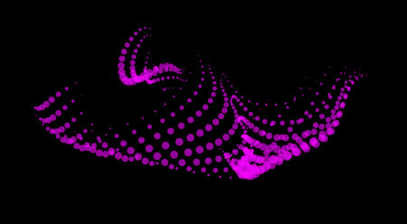 Math flow template for presentation. Light-emitting lines highlighting regularity space of particles. Ordered sinusoidal science. Processing a large data stream. Disappearing magical mysterious spots.のイラスト素材
