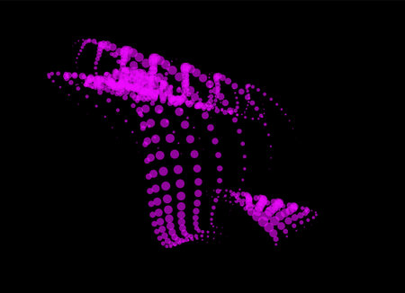 Math flow template for presentation. Light-emitting lines highlighting regularity space of particles. Ordered sinusoidal science. Processing a large data stream. Disappearing magical mysterious spots.のイラスト素材