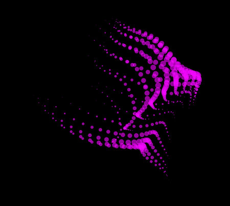 Math flow template for presentation. Light-emitting lines highlighting regularity space of particles. Ordered sinusoidal science. Processing a large data stream. Disappearing magical mysterious spots.のイラスト素材
