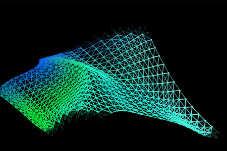 Vector background of net cells. Fish football sport syrface. Fluid flow on wind. Flag fabric data processing. Science flag.のイラスト素材