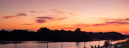 Fairytale fantasy sunset. Multi-plot historical picture, unfolding magical detailed scenery of the...